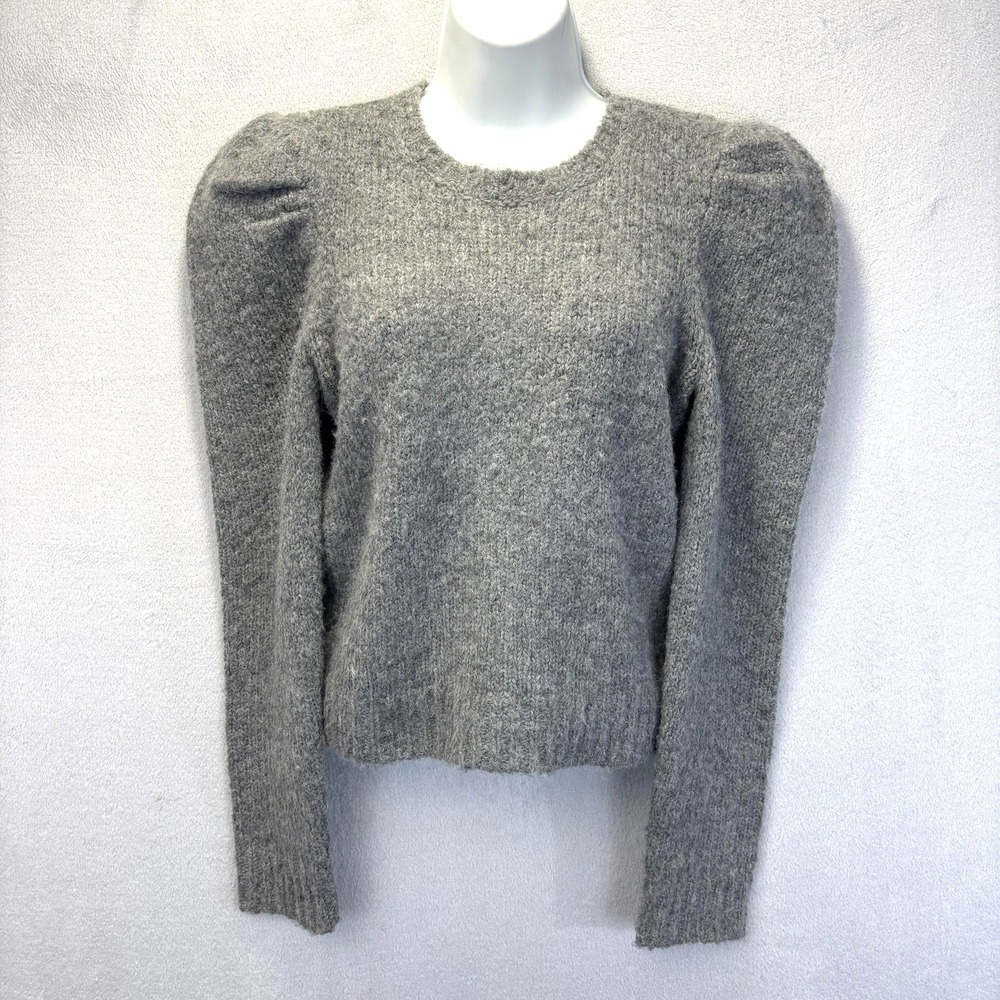 Derek Lam 10 Crosby Alpaca Puff Sleeve Sweater Womens Small Gray Knit‎ Feminine